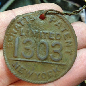 Late 1800s Spratts Patent Limited dog cake tag. 